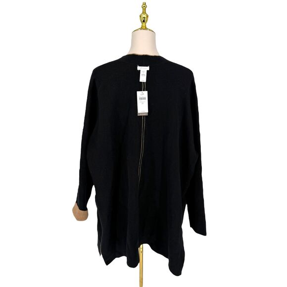 J. Jill Reversible Cardigan Sweater Size 2X Camel Black Knit Open Front Pockets - Picture 10 of 11